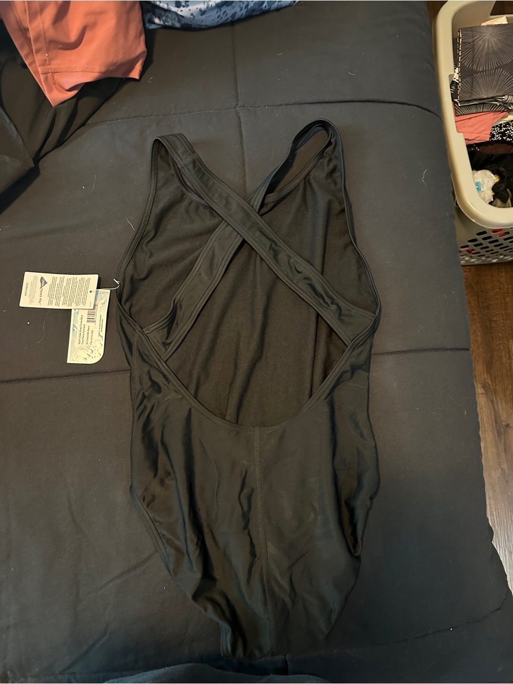 Sleek Black Cross-Back Women's One-Piece Swimsuit